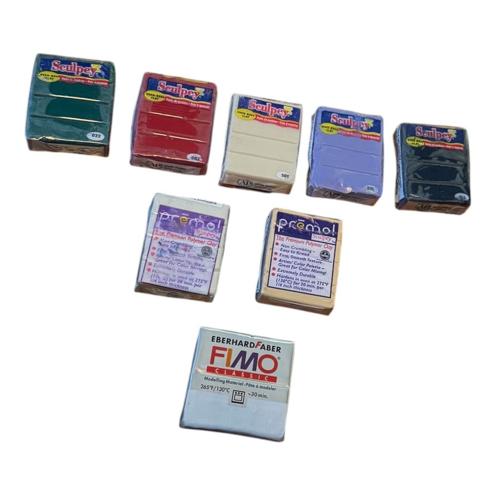 Vintage Sculpey Premo FIMO Polymer Clay Lot 8 Sealed Oven Bake NOS Craft